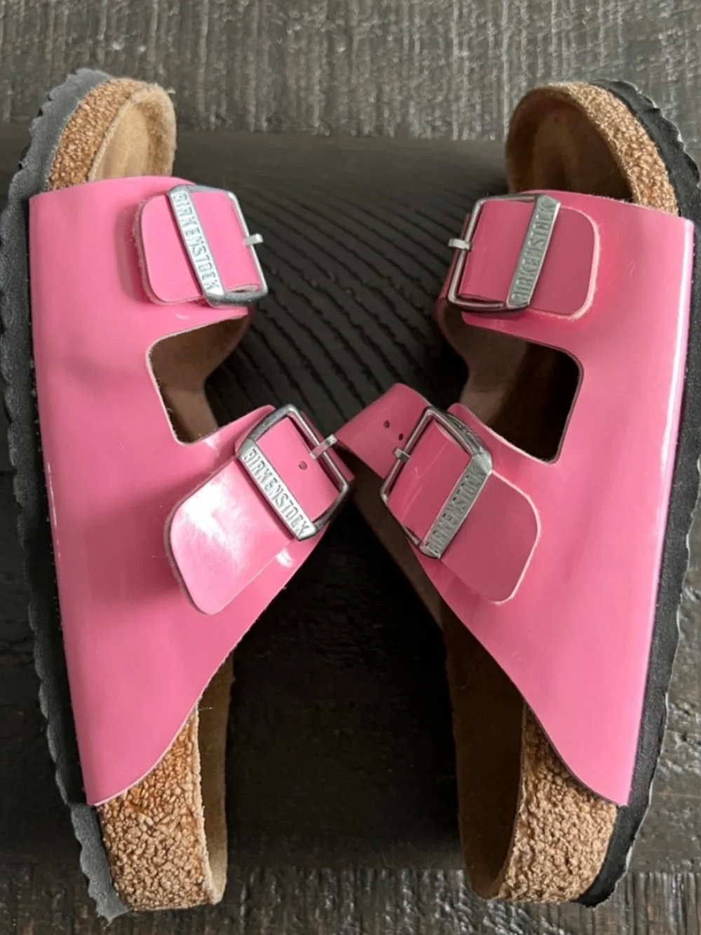 Birkenstock Kids Pink patent leather Sandals Arizona